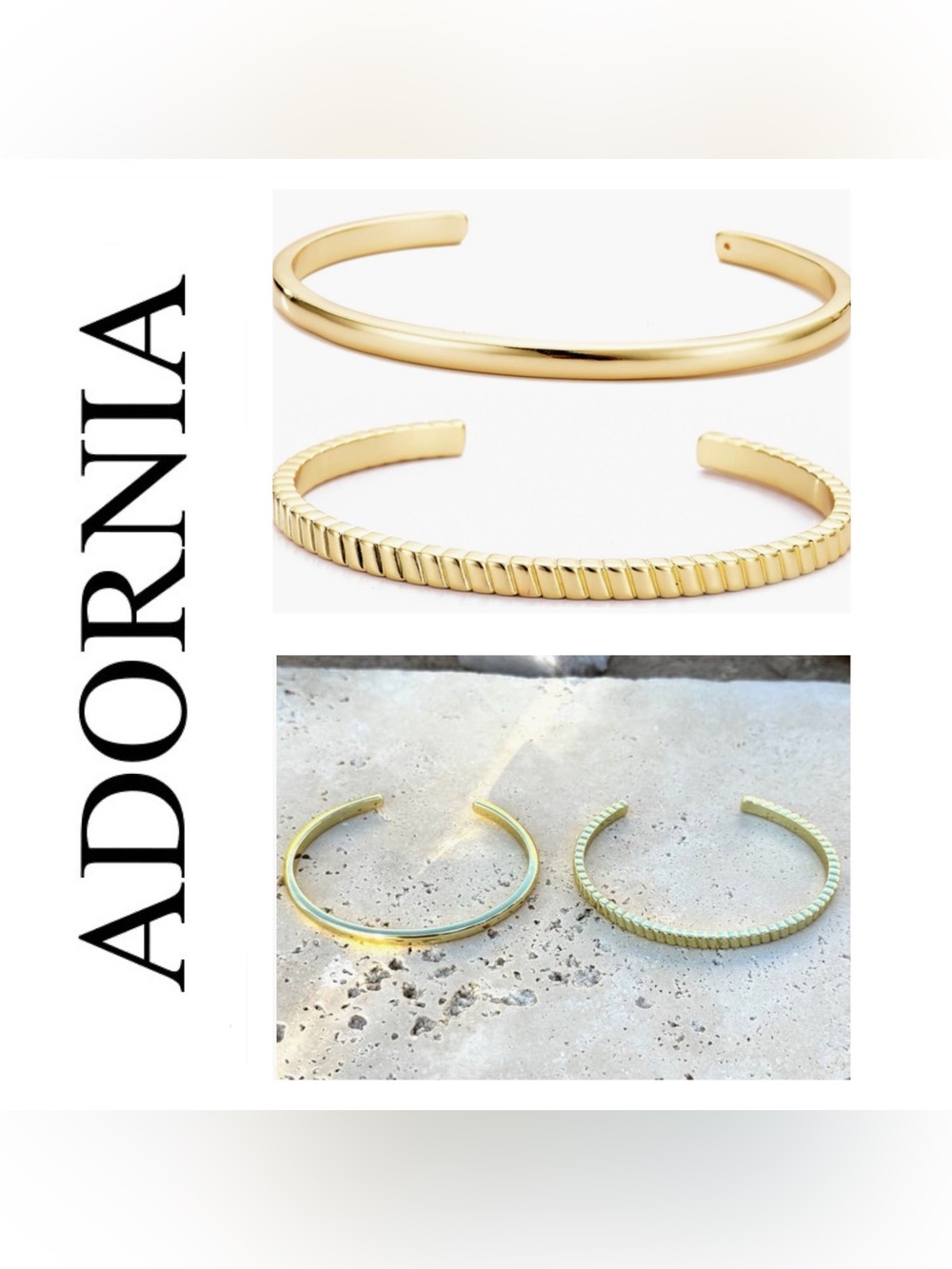 🌟🌟 Adornia 14K Gold Plated Cuff Bracelet Sets